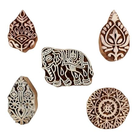 Set of 5 Piece New Mix Wooden Printing Blocks